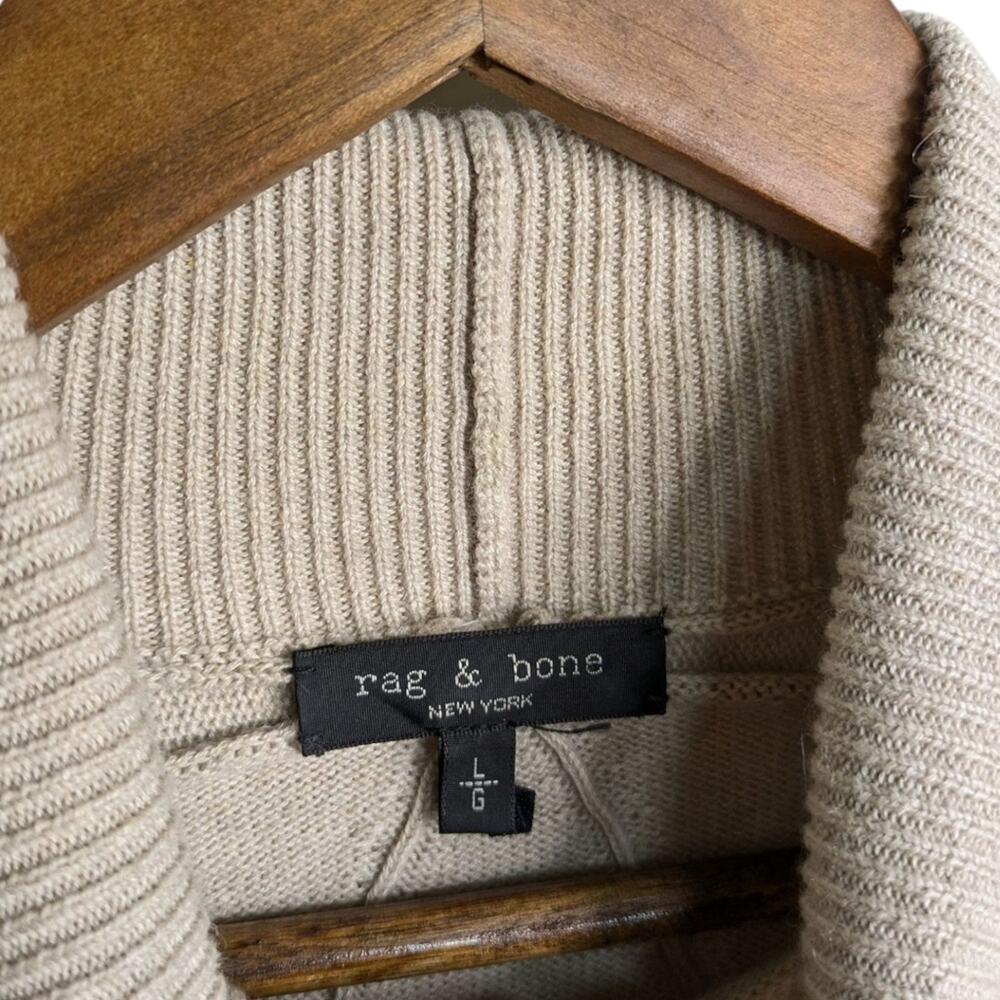 Rag & Bone Ann Sweater Large Striped Oatmeal Cotton Cashmere Luxe Quiet Luxury - Picture 9 of 12